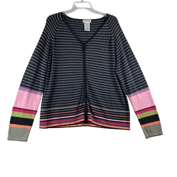 White Stag Sweaters - Vintage White Stag Full Zip Striped Sweater Women's XL V Neck Long Sleeve READ